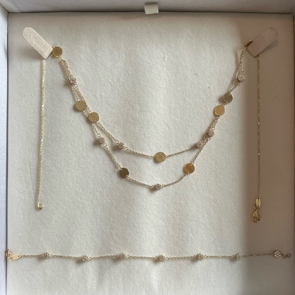 Chemin D’or gold double chain with matching bracelet - Picture 4 of 7